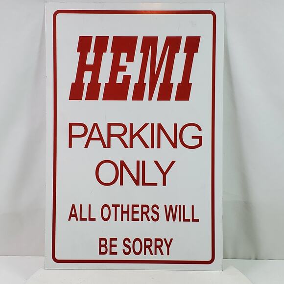 Vintage Hemi Parking Only Metal Sign 18x12 Inch Man Cave - Picture 1 of 3